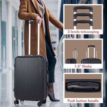 3ピース ネスト スピナー スーツケース ラゲッジ セット TSA ロック付き ブラック